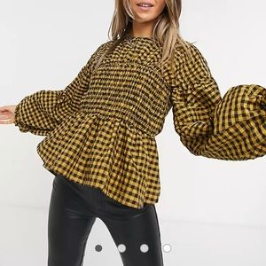 Brand New: ASOS long sleeve Gingham top size 6